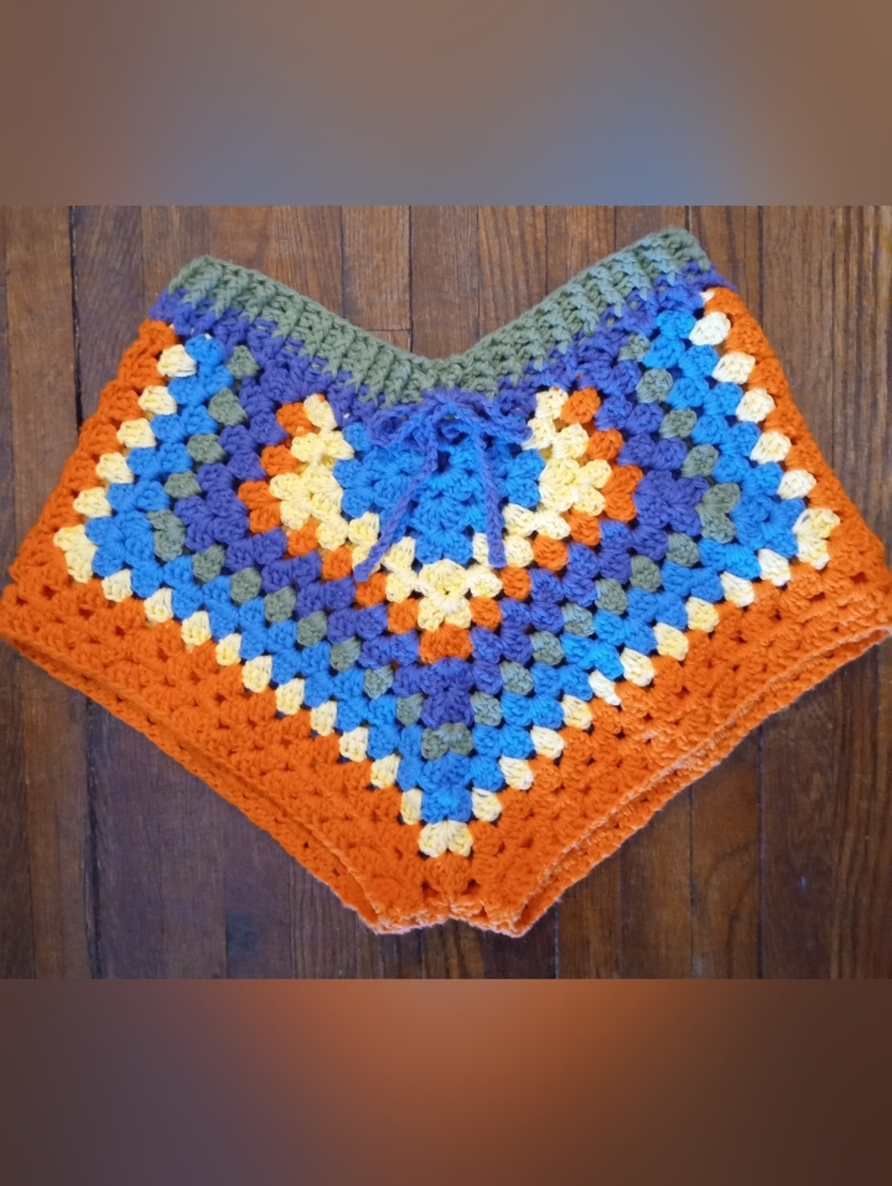 Hand Crochet Granny  Stitch Booty Shorts Beach Festival M 100% Cotton